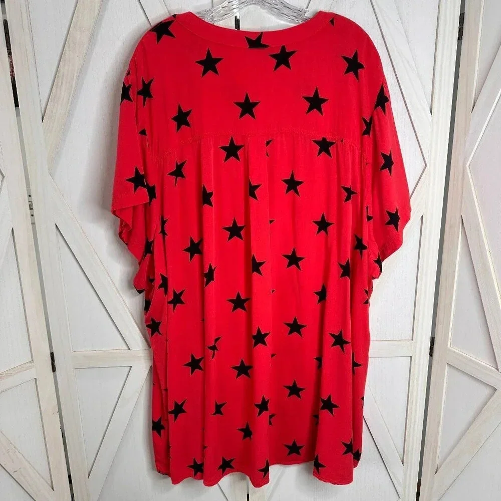 Torrid Harper Rayon Twill Pullover Short Sleeve Tunic Blouse